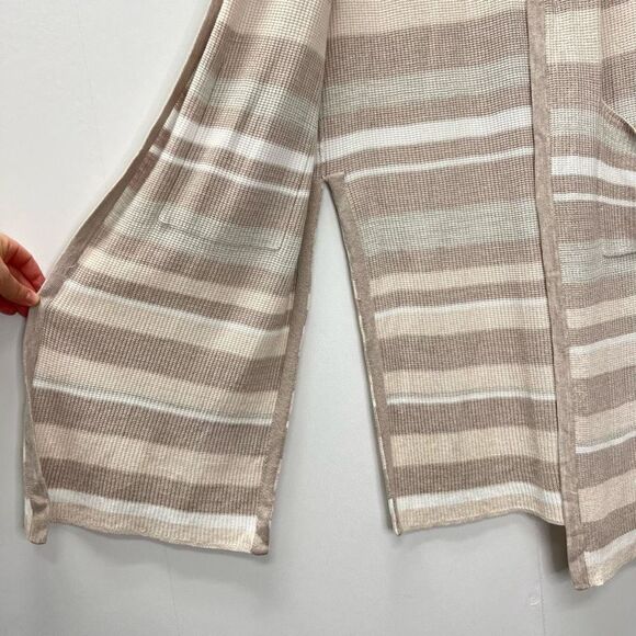 Foxcroft NYC Brown Striped Duster Cardigan Sweater Open Front Long Sleeve Size M - Picture 4 of 8